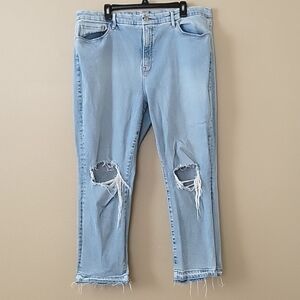 Good American Womens Soft Tech Good Legs Straight Denim Jeans - Size 18